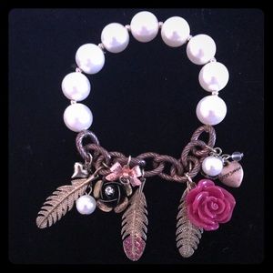 Betsey Johnson pearl multi charm bracelet